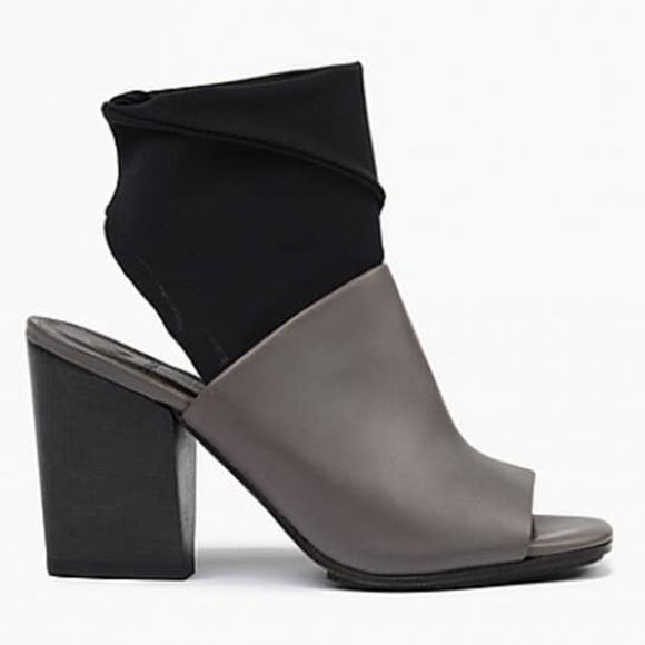 COCLICO Anthropologie 'Daus' Gray/Black Open Toe Heeled Ankle Boot Size 36.5 - Picture 9 of 10